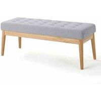 Upholstered Light Grey Oak Frame Bench Seat Padded Buttoned Furniture