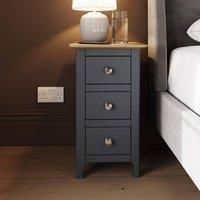 3 Drawer Oak Veneer Bedside Table Graphite Blue Nightstand Bedroom Furniture