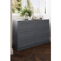Fwstyle 6 Drawer Chest Of Drawers Pannelled Design Dark Grey, Grey
