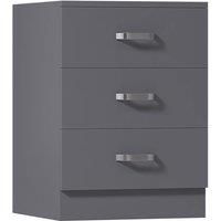 Matt Grey 3 Drawer Chest of Drawers Bottom Fixed Runners Metal Handles