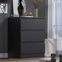 3 Drawer Chest of Drawers Modern Bedroom Furniture Matt Black No Handle Design