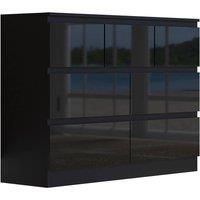 Chest of Drawers Black Gloss 7 Drawer Home Office Bedroom Furniture