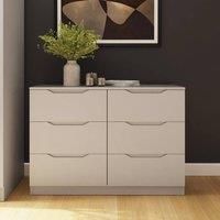 Matt White 6 Drawer Chest of Drawers Modern Central Runners Recessed Handles