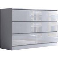 6 Drawer Chest of Drawers Modern Bedroom Furniture Handleless Design White Gloss