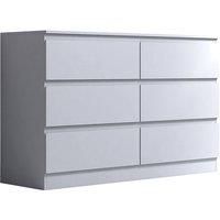 6 Drawer Chest of Drawers Matt White Modern Bedroom Furniture Scandinavian Style
