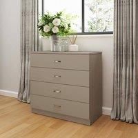 Matt Putty 4 Drawer Chest Of Drawers Curved Handles Scratch Resistant