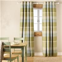 Argos Home Check Blackout Eyelet Curtain - Green - 137x117cm