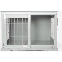 Lords & Labradors Wooden Sliding Door Dog Crate (Grey) | Suitable for All Breeds & Sizes | Dog Crate Furniture with Bed & Cushion