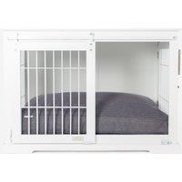 Lords & Labradors Wooden Sliding Door Dog Crate (White) | Dog Crate Furniture | Suitable for All Breeds & Sizes | Dog Crate Bed & Cushion | Dog Kennels with Door | Sliding Door Crates for Dogs