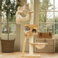 Home Cat Tree with Multiple Levels, Plush Hammock and Scratching Post