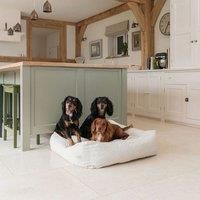 Lords and Labradors Box Bed w/Inner Ivory Boucle L, Cream