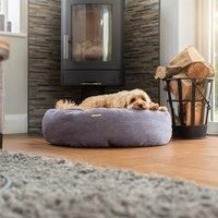 Lords and Labradors Donut Bed w/Inner Oxford Blue Herringbone M, Brown