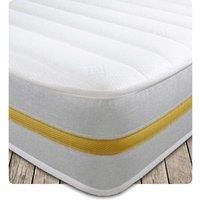 Starlight Beds Cooltouch Yellow Stripe Hybrid Memory Foam & Pinna-coil Innerspring Value Mattress With White Border 18Cm Deep. 4Ft Small Double Mattress - 120Cm X 190Cm, White