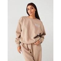 Peach Fit Womens Positive Energy Oversized Sweatshirt - Light Brown