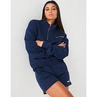 Peach Fit Womens Penelope Oversized Zip Neck Sweatshirt - Navy