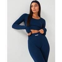 Peach Fit Womens Amber Seamless Long Sleeve Top - Navy