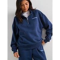 Peach Fit Womens Cozy Season Zip Neck Sweat Top - Navy