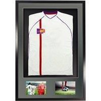 3D + Double Aperture Mounted Sports Shirt Display Frame with Black Frame and Silver Mount 59.4 x 84cm