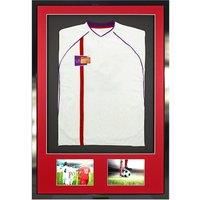 3D + Double Aperture Mounted Sports Shirt Display Frame with Gloss Black Frame and Red Mount 61 x 91.5cm