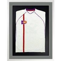 3D Mounted Sports Shirt Display Frame with Gloss White Frame and Silver Mount 50 x 70cm
