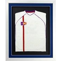 3D Mounted Sports Shirt Display Frame with Gloss White Frame and Blue Mount 40 x 50cm