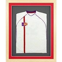 3D Mounted Sports Shirt Display Frame with Oak Frame and Red Mount 40 x 50cm