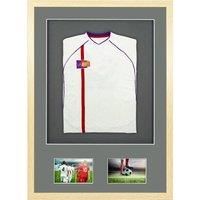 3D + Double Aperture Mounted Sports Shirt Display Frame with Oak Frame and Silver Mount 50 x 70cm