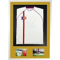 3D + Double Aperture Mounted Sports Shirt Display Frame with Gloss White Frame and Gold Mount 61 x 91.5cm