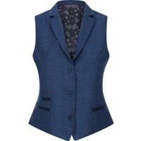 Womens Tweed Herringbone Blazer Jacket Waistcoat Navy Blue 1920s Vintage