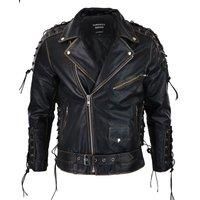 Mens Live to Ride Cow Hide Real Leather Jacket Original Cross Zip Brando Biker Motorcycle - Black Brown M