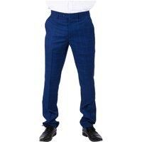 TruClothing Mens Classic Trousers Tweed Check Retro 1920s Gatsby Blinders Blue Wedding - Blue 40