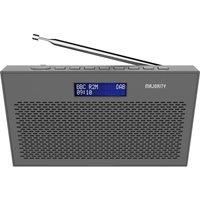 Majority Histon Radio, DAB, DAB+ Digital and FM, Compact, Portable, Battery and Mains Powered, Dual Alarm, 20 Preset Stations, 3.5mm Headphone Jack, Snooze Function, LCD Display - Charcoal