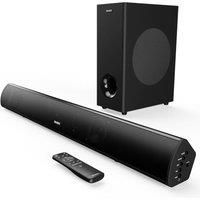 MAJORITY Teton Plus | Bluetooth Sound Bar for TV with Wireless Subwoofer | 81cm, 180 Watts, 5.25" Subwoofer Driver 2.1 Surround Sound System | HDMI ARC, USB, Optical & RCA | Custom EQ & Remote Control