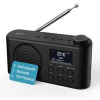 Portable Bluetooth DAB, DAB+ Radio | Rechargeable Battery or USB-C Cable Powered | 12 Hour Playback, LED Display, Headphone Jack | Dual Alarm, FM, 40+ Presets | MAJORITY Orwell