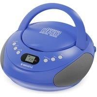 Portable Bluetooth CD Boombox with FM radio | CD, CD-R, CD-RW | 30 Presets | Easy Controls, LED Display, Headphone Jack | OAKCASTLE CD250 (Blue)
