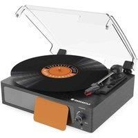 Vinyl Record Player With Speakers | Bluetooth 5.0 Turntable with AUX, RCA Output | Vinyl Player with Multi-Playback Speed & 45 RPM Adapter | Wooden Home Audio Record Player | Oakcastle TT100 Turntable