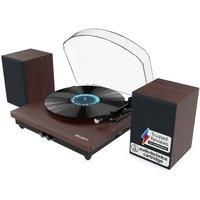 In & Out Bluetooth Record Player with Speakers | Vinyl Player, External speakers, Premium Cartridge, USB Recording, Multiple Playback Options | Power Adaptor & Felt Mat Included | Moto Plus Turntable