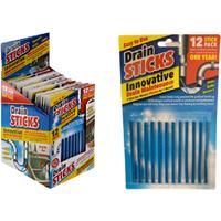 Drain Sticks Drain Cleaner Odour Remover Sink Bath Shower Kitchen Pack of 12