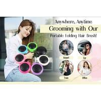 Small Round Folding Detangle Hair Beard Brush Pocket Mirror Portable Travel Size