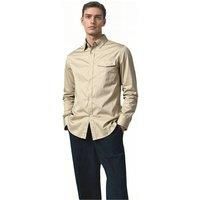 TopLook London Men's Mens Business Casual Shirt - Cotton Long Sleeve Shirt in Ecru | Size: XS