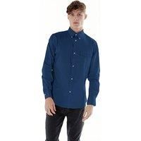 TopLook London Men's Mens Business Casual Shirt - Cotton Long Sleeve Shirt in Dark Blue | Size: XS
