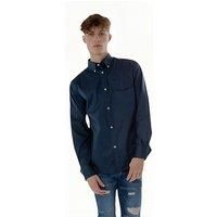 TopLook London Men's Mens Business Casual Shirt - Cotton Long Sleeve Shirt in Midnight | Size: 2XL
