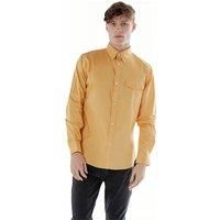 TopLook London Men's Mens Business Casual Shirt - Cotton Long Sleeve Shirt in Mustard | Size: XL