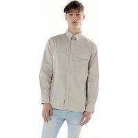 TopLook London Men's Mens Business Casual Shirt - Cotton Long Sleeve Shirt in Beige | Size: Medium