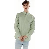 TopLook London Men's Mens Business Casual Shirt - Cotton Long Sleeve Shirt in Pale Green | Size: Medium