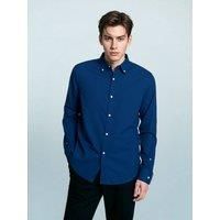 Mens Smart-Casual Button-Down Shirt - 100% Cotton Regular Fit Semi-Formal Shirt
