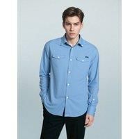 Men's Long Sleeve Casual Shirt, Smart Classic Double Chest Pockets Formal Top