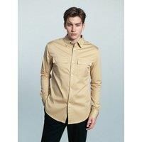 Men's Long Sleeve Cotton Shirt - Smart Casual Double Chest Pockets Classic Top