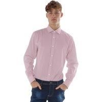 TopLook London Men's Mens Slim Fit Poplin Shirt Business Casual Dress Shirt in Pink | Size: 15.5 in