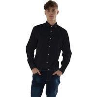 TopLook London Men's Mens Slim Fit Poplin Shirt Business Casual Dress Shirt in Black | Size: 15.5 in
